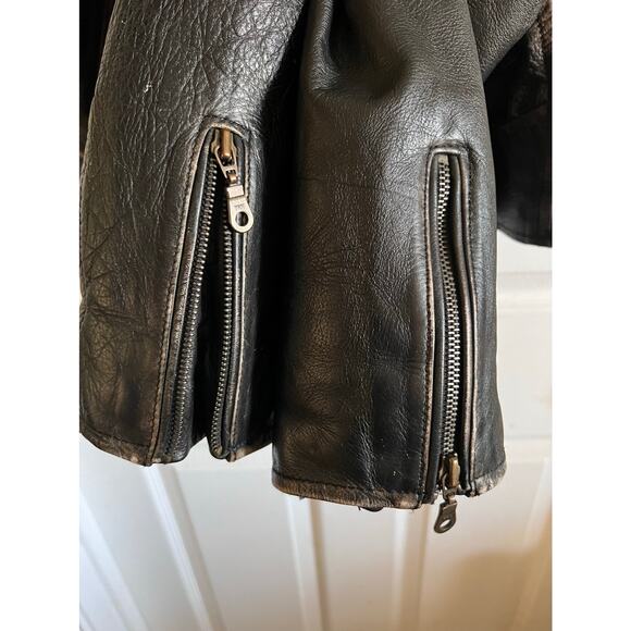 Vintage SA’HER Leathers Motorcycle Jacket Embossed “AMERICA” Eagle 80s L - Picture 9 of 16